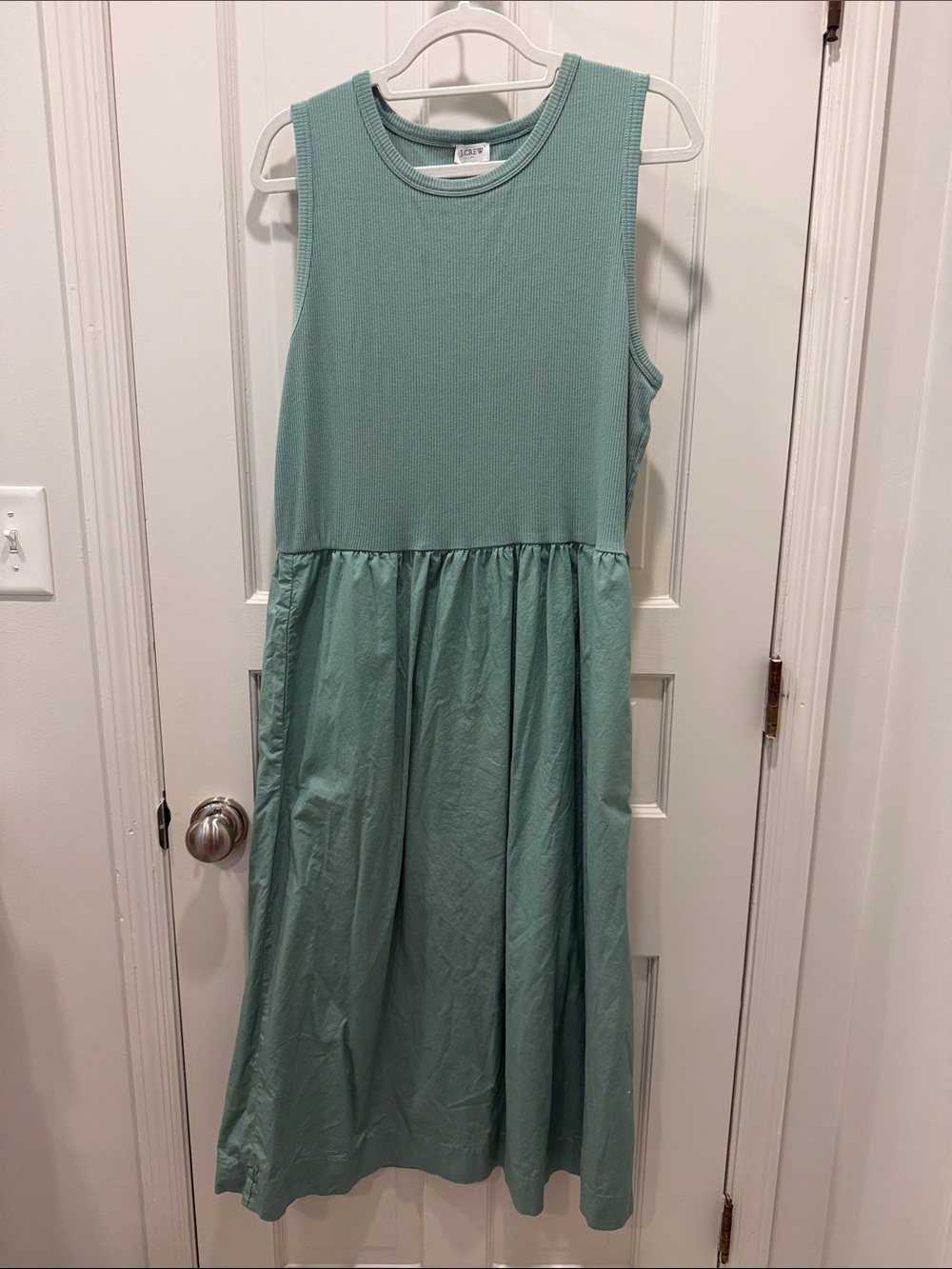 J. Crew Sleeveless Midi Dress in Sage Green